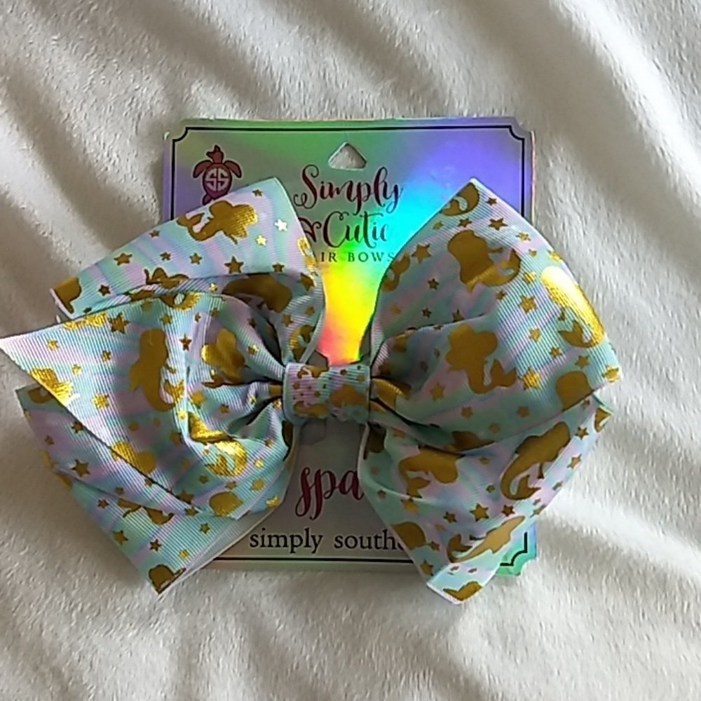 Simply Southern Hair Bow Gold Mermaid New